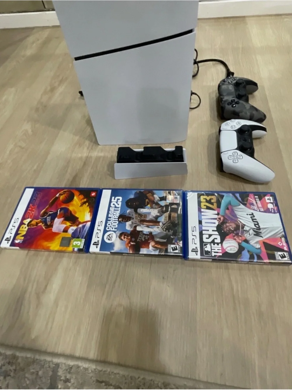 Sony PS5 Console Bundle in White and Black with Camo DualSense